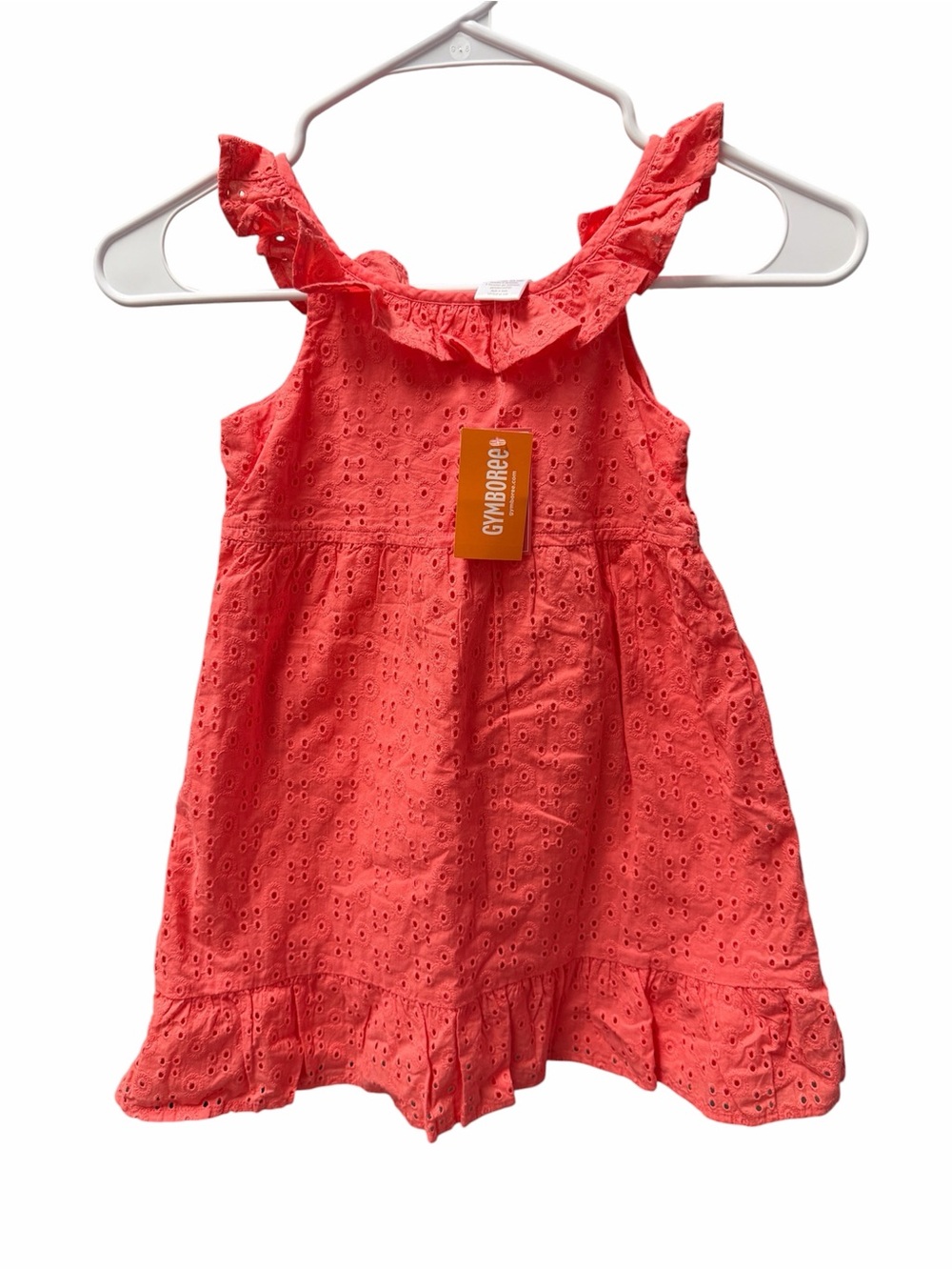 Gymboree Girls Eyelet Dress 3T NWT Pink Cotton Lined Ruffle Sleeveless Summer